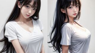 [Free] [Free] Black hair / Long hair / Moderate breast size / White T-shirt / “Real/live-action” photo book with cleavage emphasis