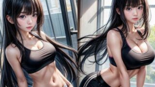 [Free] [Free] Black hair/long hair/moderate breast size/sportswear/sports bra/cleavage emphasis “real/live-action” photo book