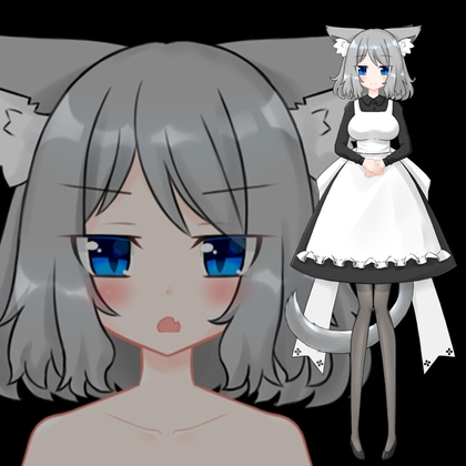 Standing picture material (cat maid)