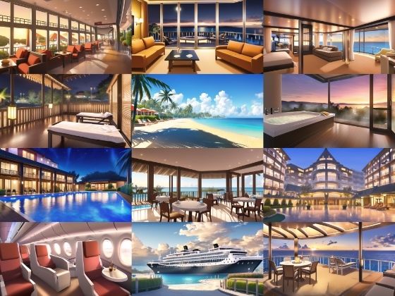 [Anime-style resort background] Copyright-free high-resolution images (100 images)