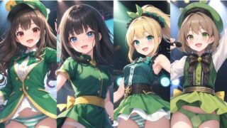 Panty shot idol! Green costume edition