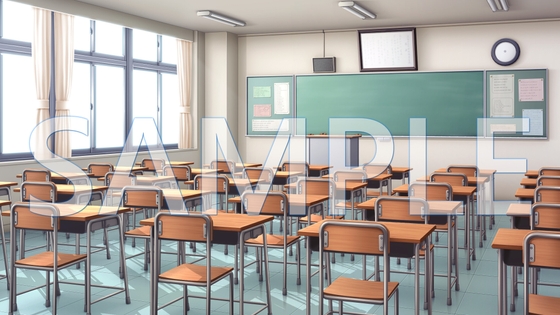 [Background material] Classroom (6014_bg07) [With time difference]