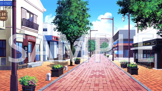 [Background material] Shopping street (6014_bg15) [with time difference]