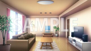 [Background material] Apartment living room (6229_bg04) [With time difference]