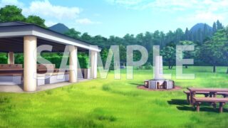 [Background material] Campsite BBQ square (6229_bg07) [with time difference]