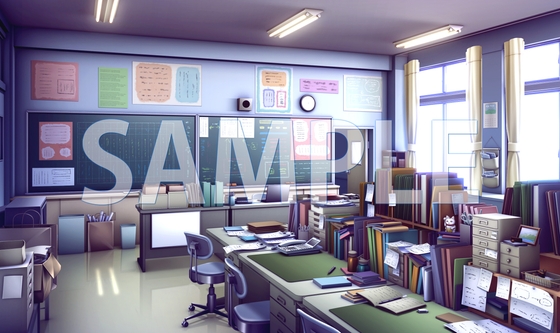 [Background material] Staff room (6199_bg08) [with time difference]