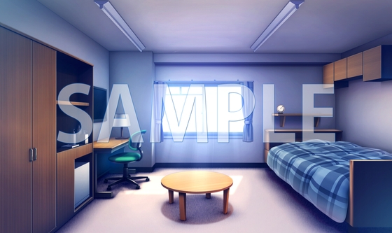 [Background material] Boys’ dormitory room (6168_bg11) [With time difference]