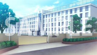 [Background material] School exterior (1385_bg04) [with time difference]