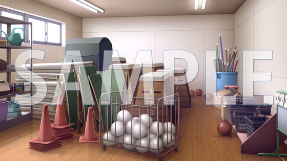 [Background material] Physical education equipment room (1385_bg10) [with time difference]