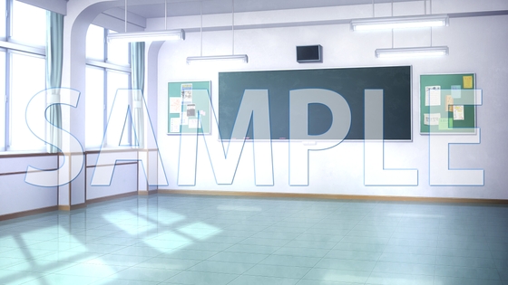 [Background material] Empty classroom B (1385_bg22b) [With time difference]