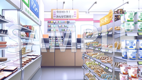 [Background material] Shops (convenience stores, fast food, game centers) (1385_bg23_24_25)