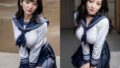 “Real/live-action” photo collection of clothed breasts and cleavage of black-haired mature married women in their 30s/40s/50s with regular to big breasts wearing sailor suits